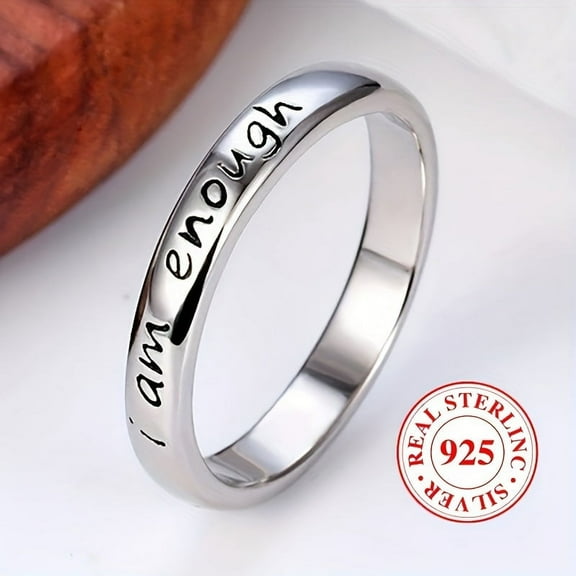 925 sterling silver with ring, carved letters on the surface, suitable for men and women to match daily clothing and party decoration, high-quality jewelry,【Silver Color】-10