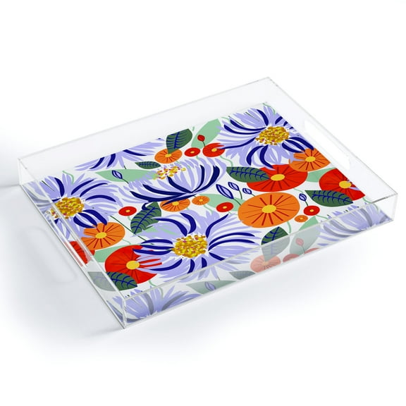 Society6 83 Oranges Alia Decorative Acrylic Tray 15 1/2" x 12" x 1 3/4", Botanical & Floral, Modern, Flowers