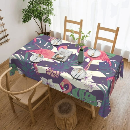 

Tablecloth Tropical Palm Tree Banana Leaves Pink Flamingo Table Cloth For Rectangle Tables Waterproof Resistant Picnic Table Covers For Kitchen Dining/Party(54x72in)