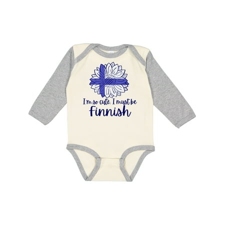 

Inktastic I m So Cute I Must be Finnish Sunflower Gift Baby Boy or Baby Girl Long Sleeve Bodysuit