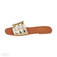 thumbnail image 2 of Willtoo Women's Wide Width Flat Slides Sandals Cut Out Dressy PU Leather Slip on Flats Trendy Summer Casual Shoes, 2 of 6