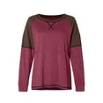 thumbnail image 4 of Lenpel Women's Tunic Tops Casual Crew Neck Side Split Color Block Long Sleeve T Shirts Loose Trendy Blouses, 4 of 7