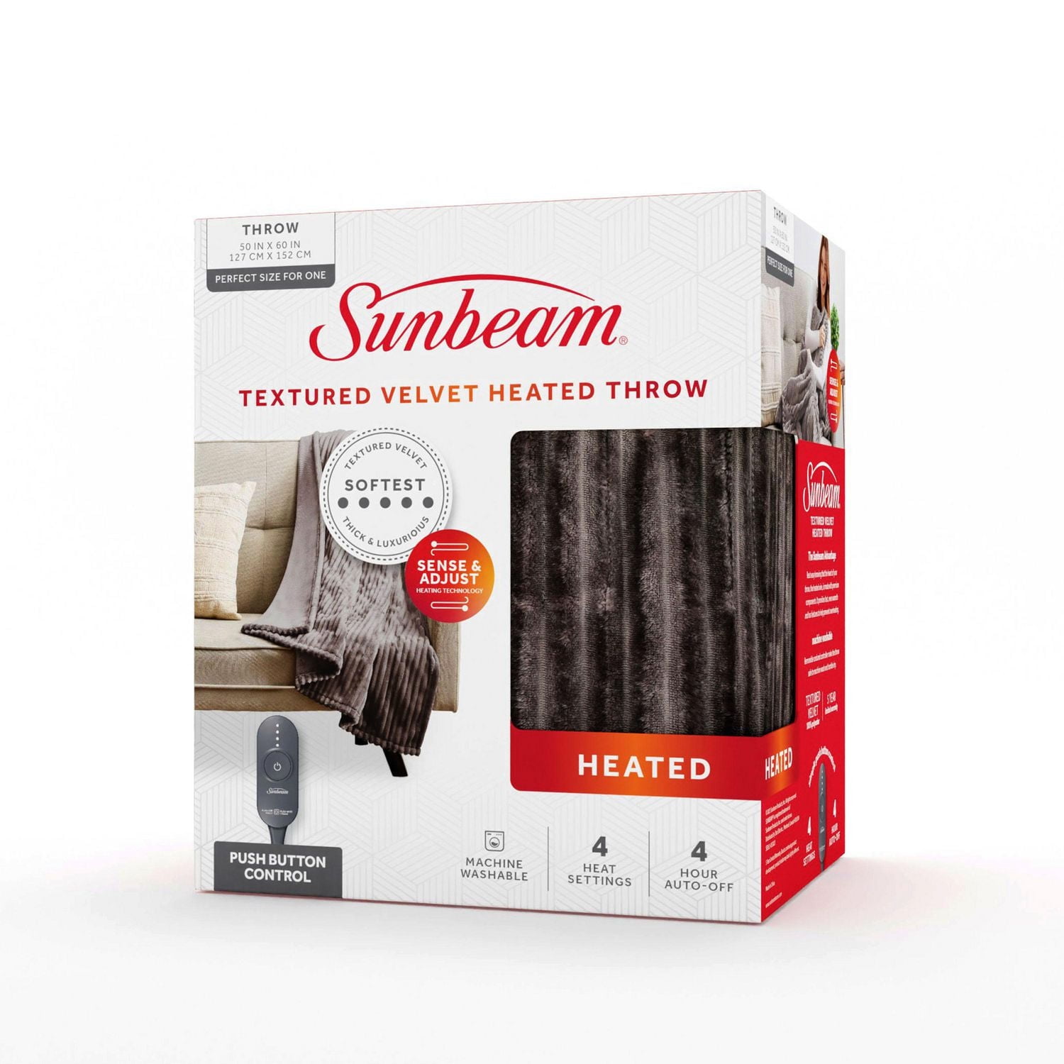 Fleece Throw Sunbeam Textured Velvet Heated Throw Sunbeam Textured