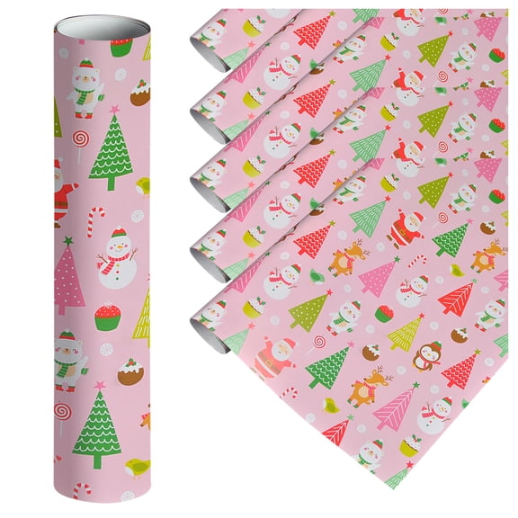 5PCs ( 75cmX50cm)Single-sided Christmas Wrapping Paper, Classic Santa Claus And Patterns/ SD-026 A roll of 5 sheets of Christmas decoration gift box wrapping paper DIY handmade paper