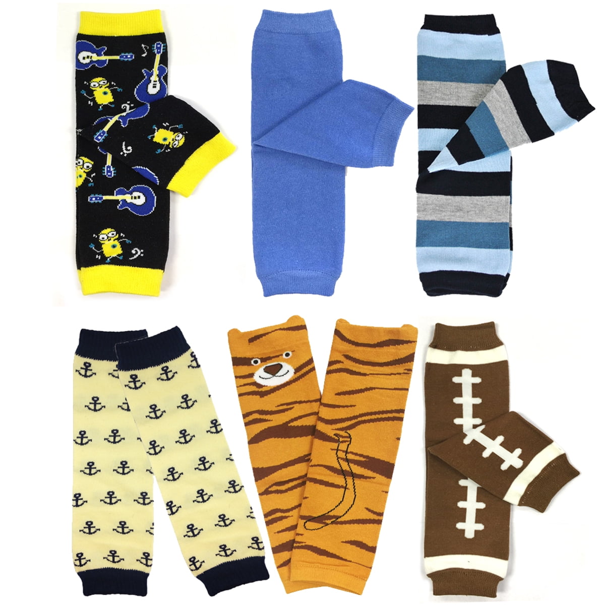 Wrapables® Baby & Toddler Boys Set of 6 Assorted Leg Warmers, BS01