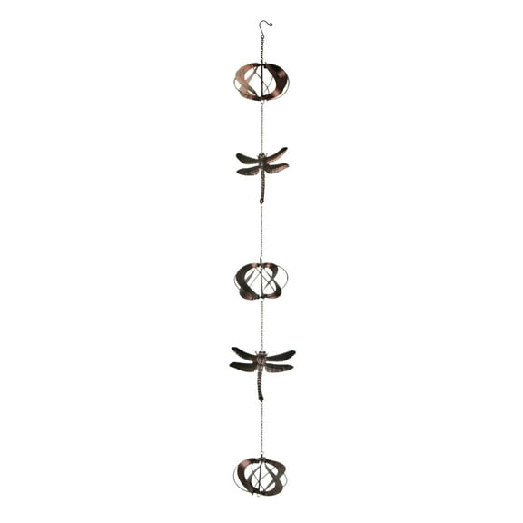 Things2Die4 Metal Copper Dragonfly Wind Spinner Chain Garden Sculpture Home Decor