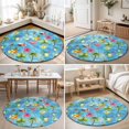 thumbnail image 4 of Round Rugs 4Ft, Blue Flamingos Round Area Rug Washable Indoor Throw Carpet, Tropical Summer Botanical Fruits Soft Non Slip Circle Rug for Kitchen Nursery Room Home Decor Aesthetic, 4 of 8