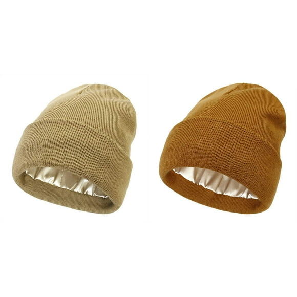 2 Pack(Khaki 1PCS & Coffee 1PCS) Multipack Winter Hat Trapper Women Solid All Autumn Mens Winter Hats for The Cold and Winter Knitted Fleece Warm Woolen Hat