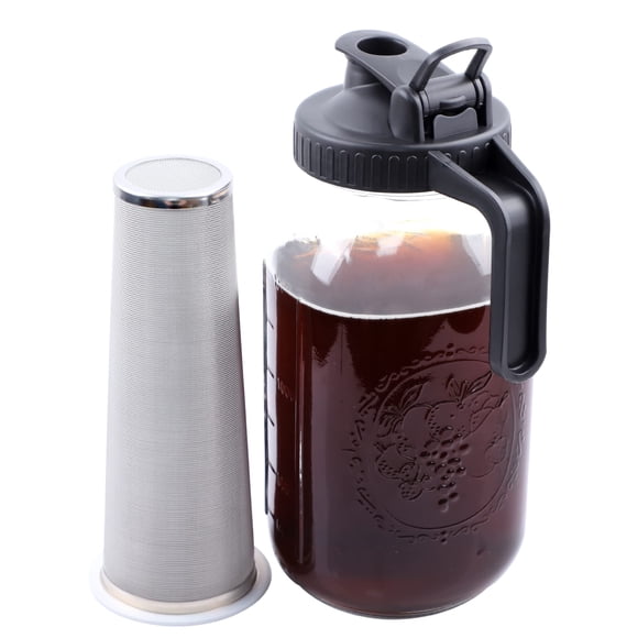 Cafetera fría GMSWEET, tarro Mason de 1,9 L con filtro