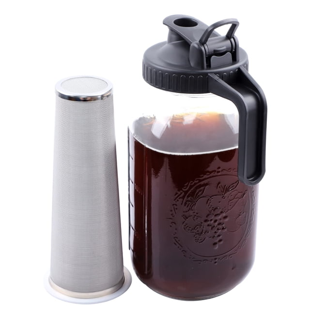 Cafetera fría GMSWEET, tarro Mason de 1,9 L con filtro