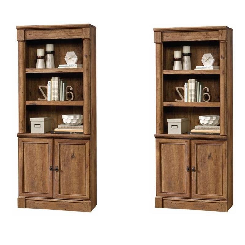 3-Shelf Wood Bookcase Wide Storage Book Display Bookshelf in Rustic Oak 