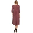 thumbnail image 3 of Women's Loose Fit Scoop Neck 3/4 Sleeve Polka Dot Patterned A-Line Midi Dress, 3 of 4