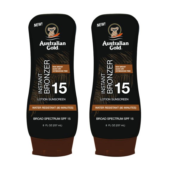 Loción de protección solar Australian Gold SPF 15 con bronceador 240 ml x2
