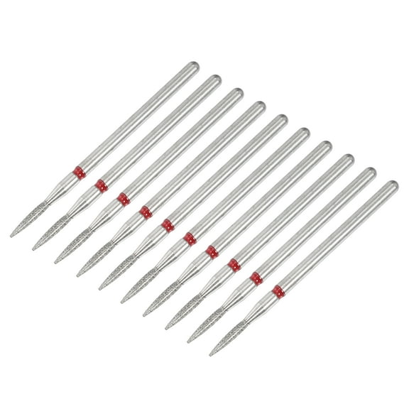 Unique Bargains 10 Pcs Emery Nail Drill Bits Set for Acrylic Nails 3/32 Inch Nail Art Tools 43.8mm Length Red