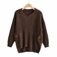 thumbnail image 2 of Tuphregyow Women Pullover Sweater Top Oversized Fuzzy Chunky Comfy Warm Crew Neck Long Sleeve Solid Trendy Knit Sweater Casual Jumper Tops Bronze One Size, 2 of 8