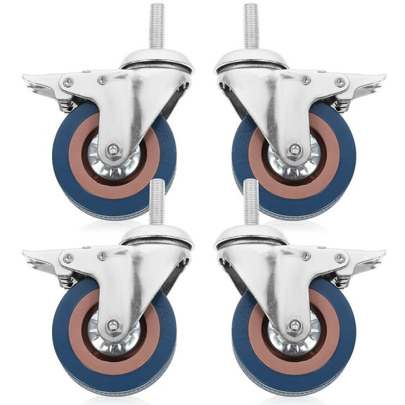 Supvox 4Pcs Industrial PVC Caster Rolling Wheels Swivel Castor with Brake for Transmission Use