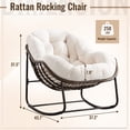 thumbnail image 2 of HONEY HOME Outdoor Papasan Rocking Chair, Oversized Indoor Rocking Chair with Cushion, Rattan Wicker Egg Chairs with Steel Frame, Porch Rocker Chairs Furniture for Garden Lawn Bedroom Living Room, 2 of 7