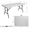 thumbnail image 3 of 6 ft Foldable Plastic Table for Display, Camping, Party, Dining, Barbecue, Picnic with Carrying Handle - White, 3 of 7