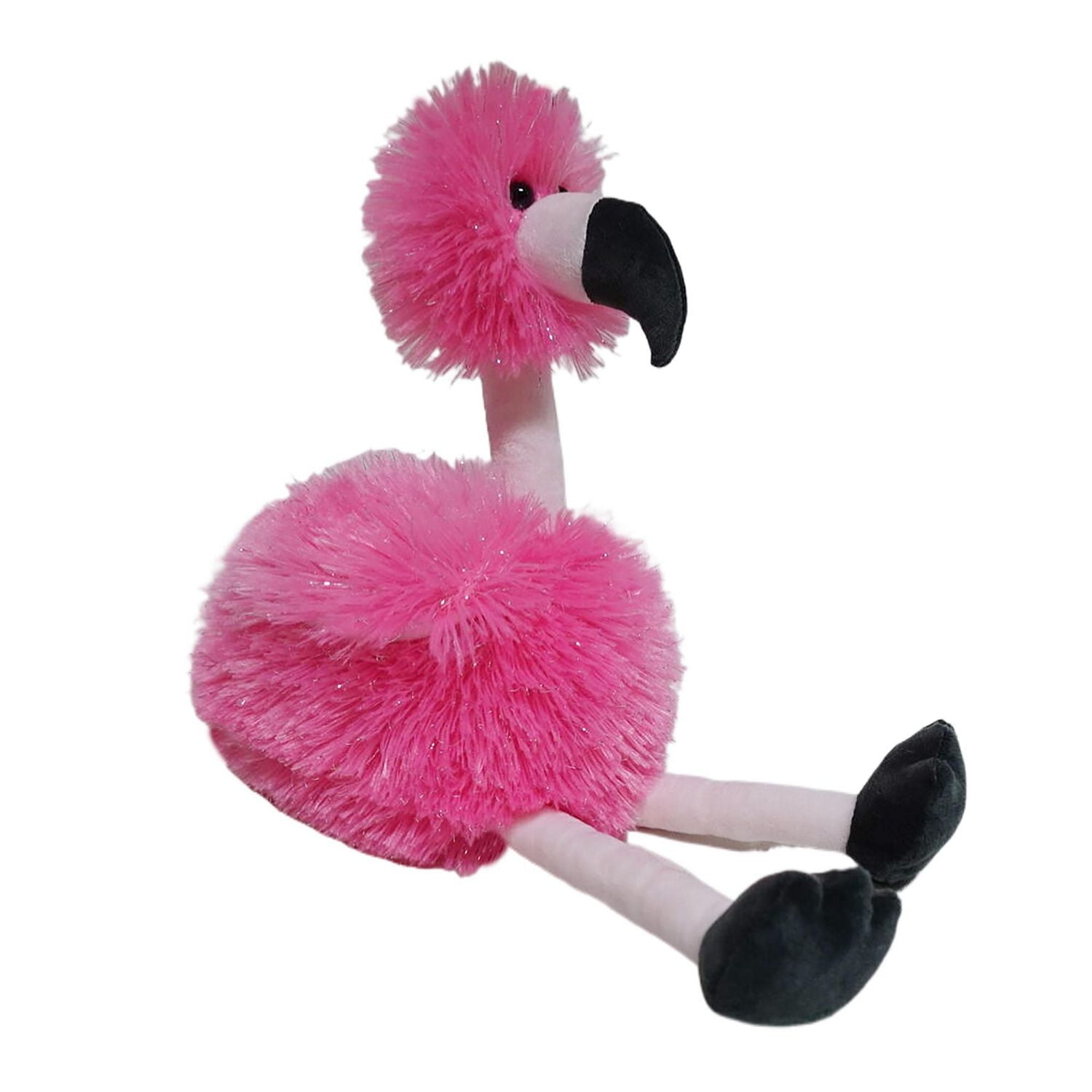 WAY TO CELEBRATE Medium Plush Fuzzy Flamingo, rose, 18 pouces