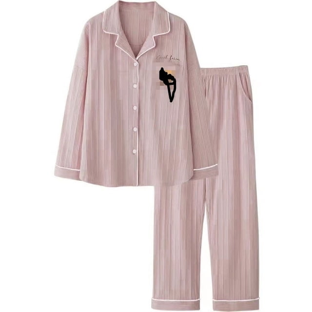 Pijama de mujer otoño e invierno cárdigan ins dulce simple estudiante oso lindo dibujos animados primavera ropa de casa traje