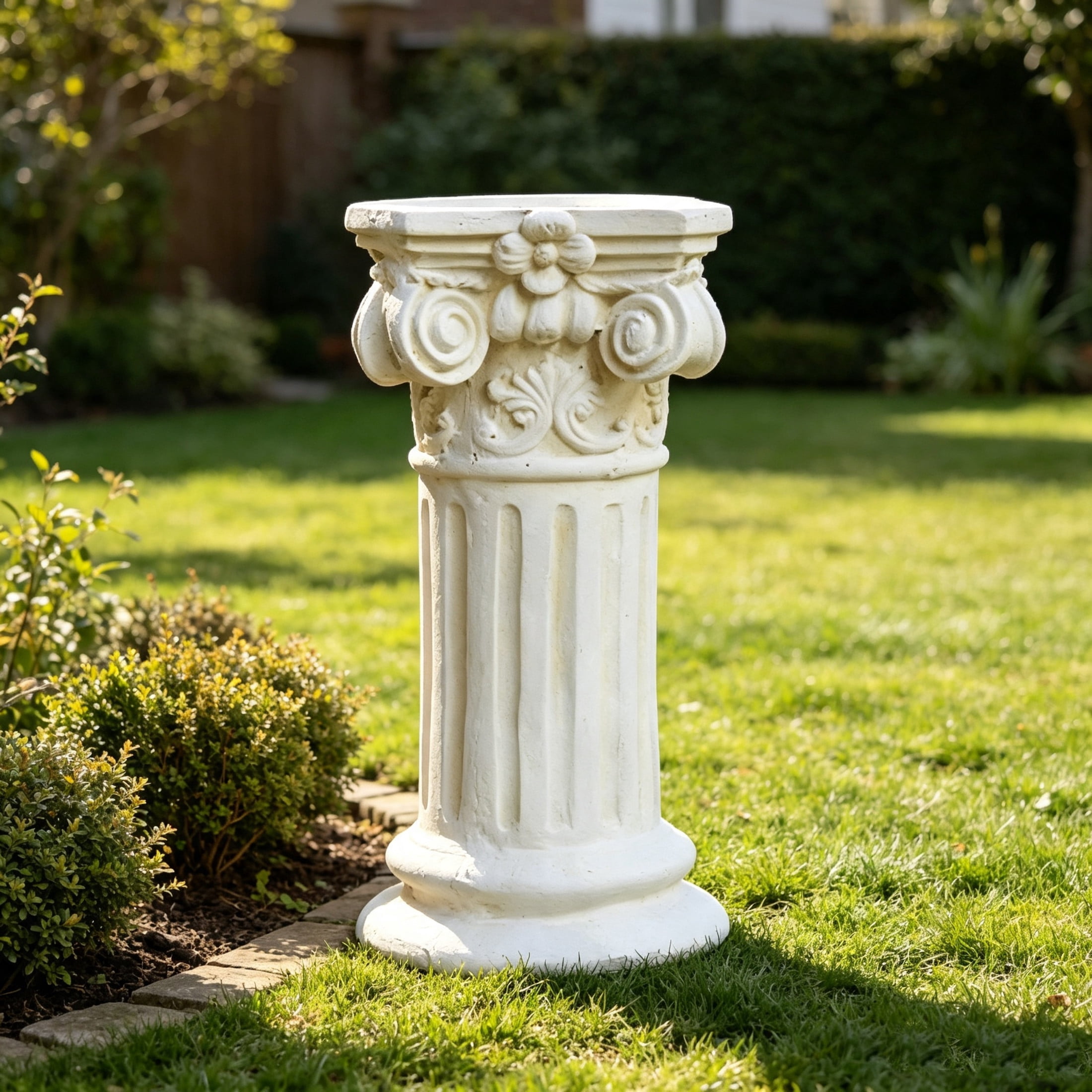 GDF Studio 15" Ancient Greek Style Carved Roman Column Pedestal, Garden Display Stand for Statues & Ornaments