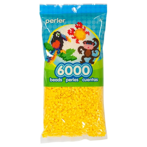 Perler 6,000 Bead Bag - Yellow Fuse Beads, Ages 6 and up
