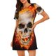 thumbnail image 1 of Fotbe Satanic Skull Bata de Dormir para Mujer con Estampado, Camisón de Algodón de Manga Corta, Ropa de Dormir Casual, 1 of 6