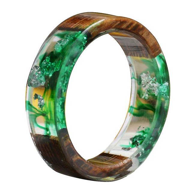 Anillo de dedo transparente con flores secas de madera para mujer, joyería creativa, regalo de cumpleaños