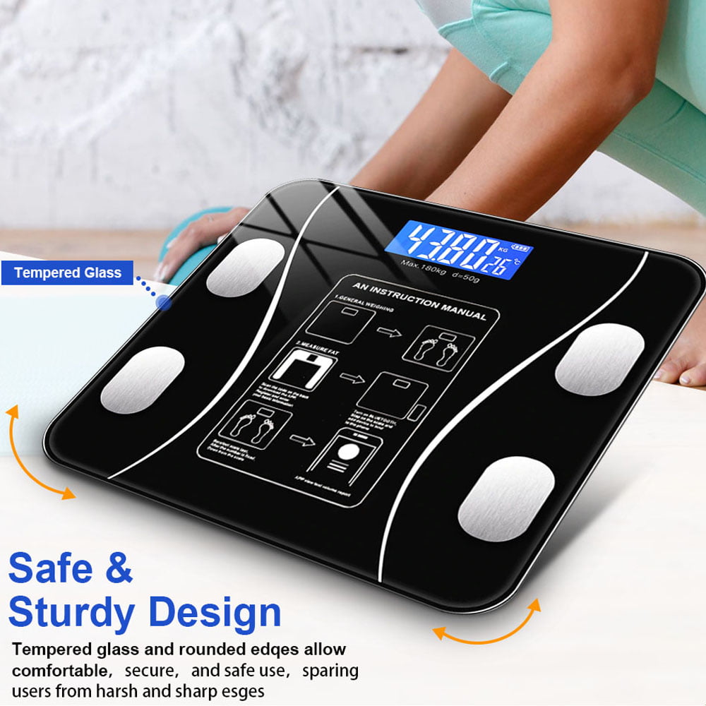 Weight Scale Bluetooth Smart Scales Digital Body Fat Scales with iOS &  Android APP and Body Composition Analysis, Step-on Technology, Tempered  Glass & LCD Display