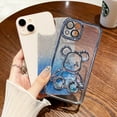 thumbnail image 2 of Electroplated 3D Bear for iPhone 15 Case for Women Glitter Floating Liquid Quicksand Case Shiny Cute Flexible Protective Phone Case with Camera Protector (Blue), 2 of 10