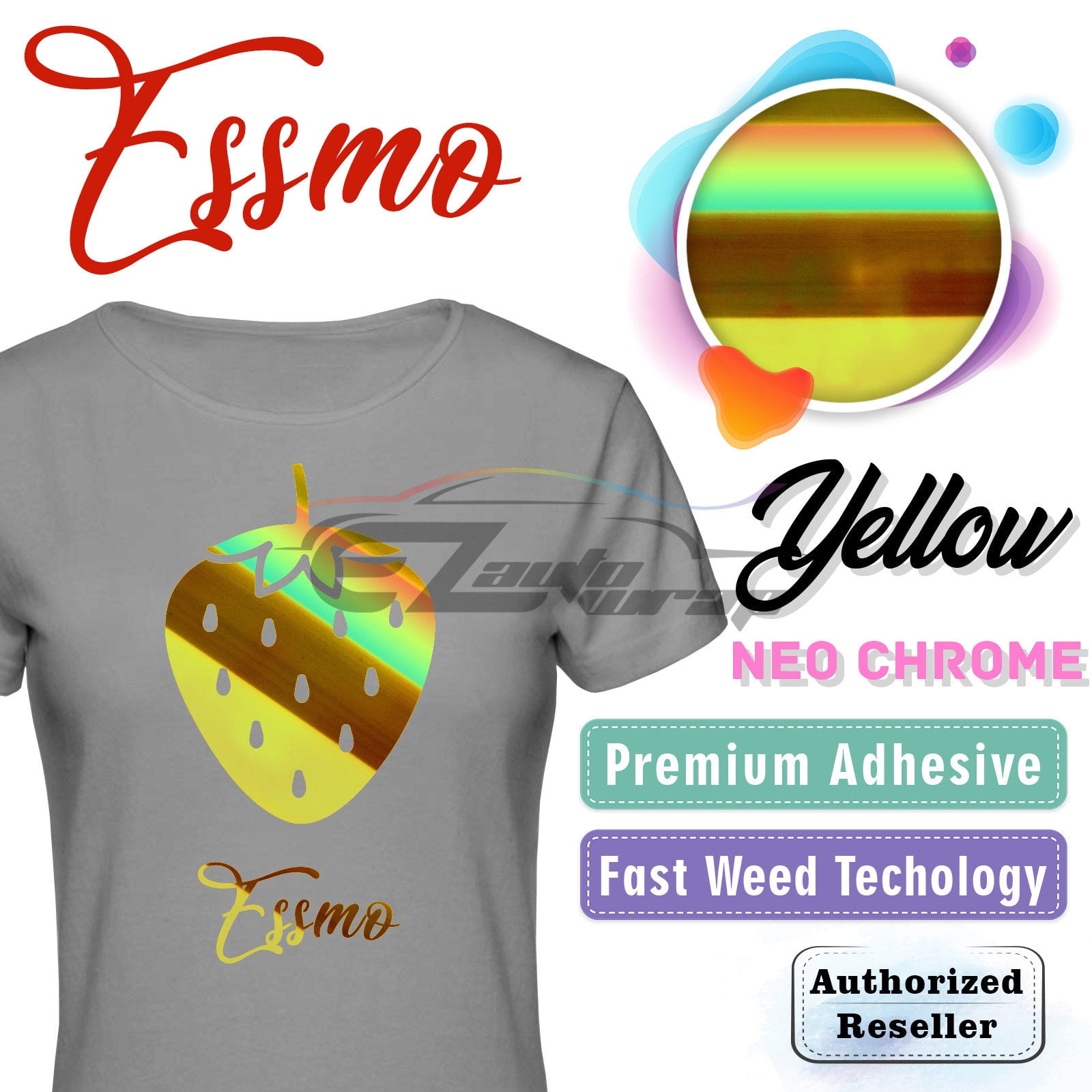 ESSMO™ Neo Chrome Yellow Heat Transfer Vinyl HTV T-Shirt 20" Wide Roll Iron Heat Press NC02 20"x84"