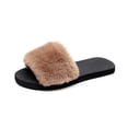 thumbnail image 1 of Womens Slides Sandals with Faux Fur Comfort Fuzzy Slippers, 1 of 6