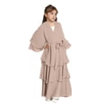 thumbnail image 4 of Girls Long Sleeve Tiered Maxi Dress with Belt & Pockets for Party Church, Beige, Sizes 5-6 to 13-14 Years,Size 9-10 T, 4 of 8