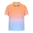 thumbnail image 5 of ZOYOEN Boys Gradient Polo Shirts- Breathable Fashion Short Sleeve Summer Kids Performance Shirts Orange Size 8, 5 of 7