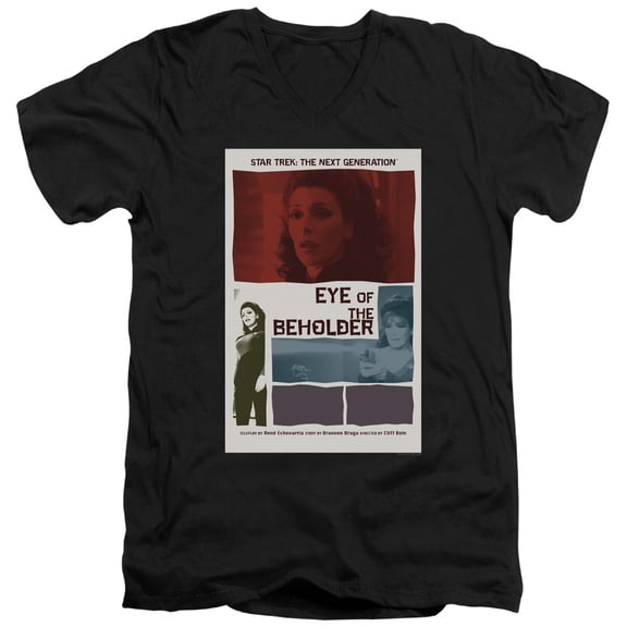 Star Trek Tng Season 7 Episode 18 Adult V-Neck 30/1 T-Shirt Black