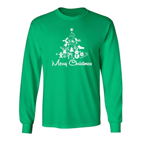 Holiday Christmas Tree-Merry Christmas Long Sleeve T-Shirt