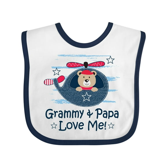 Inktastic Grammy and Papa Love Me Boys Baby Bib