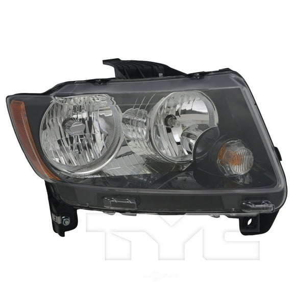 Black Headlight Front Lamp (w/o Logo) Right Passenger for 13-17 Jeep Compass Fits 2017 Jeep Compass