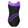 thumbnail image 5 of Rswnyirn Kids Girls 2 Piece Gymnastic Ballet Dance Outfit Sleeveless Open Back Leotard with Shorts Purple&Black 14, 5 of 7