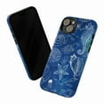 thumbnail image 2 of Ocean Sea Life Phone Case for iPhone 16 15 14 13 12 Pro Max Plus, Light Blue Cover with White Seahorse Shell Starfish Design, 2 of 6