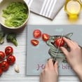 thumbnail image 3 of Birthday Cutting Board, Funny Cat Sings a Greeting Song on Pink Color Backdrop with Hearts Flowers, Decorative Tempered Glass Cutting and Serving Board, Large Size, Pale Pink Brown, by Ambesonne, 3 of 5