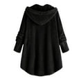 thumbnail image 2 of Womens Cardigan Plus Size Button Plush Tops Hooded Loose Cardigan Wool Coat Winter Jacket Navy Xl, 2 of 3