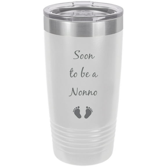 Soon to be a Nonno - Announcement Stainless Steel Engraved Insulated Tumbler 20 Oz Travel Coffee Mug, White