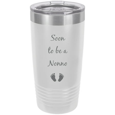 

Soon to be a Nonno - Announcement Stainless Steel Engraved Insulated Tumbler 20 Oz Travel Coffee Mug White