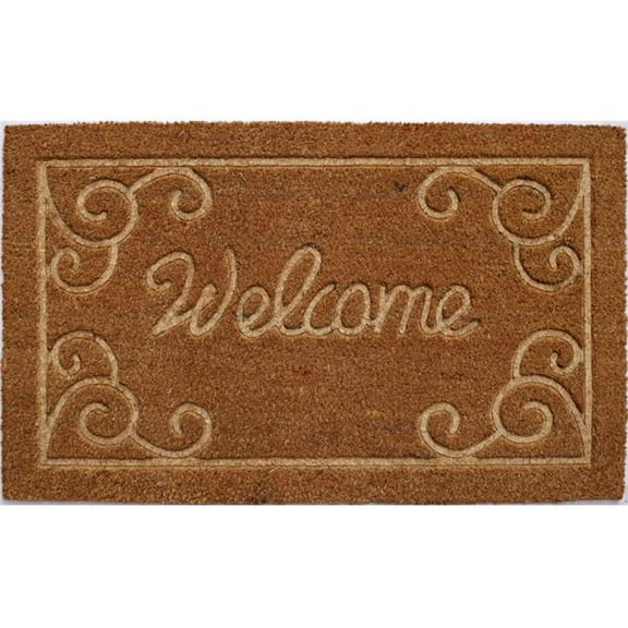 HomeRoots 572259 18 x 30 in. Beige & White Coir Vines Welcome Outdoor Door Mat
