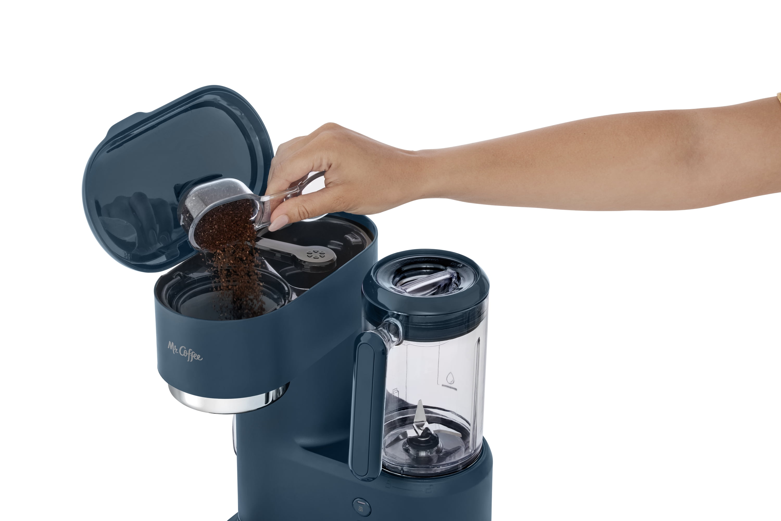 Best Buy: Mr. Coffee Single-Serve Iced and Hot Coffee Maker Blue and Marble  2153435