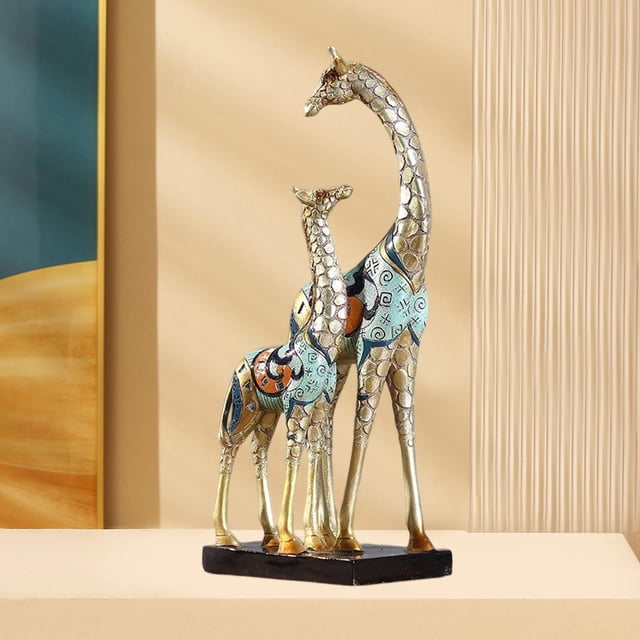 Escultura de jirafa, adorno, figurita de Animal, artesanía, accesorios decorativos de resina, estatua de ciervo para comedor, hogar, sala de estar, es madre con hijo perfecl Escultura de estatuilla de ciervo