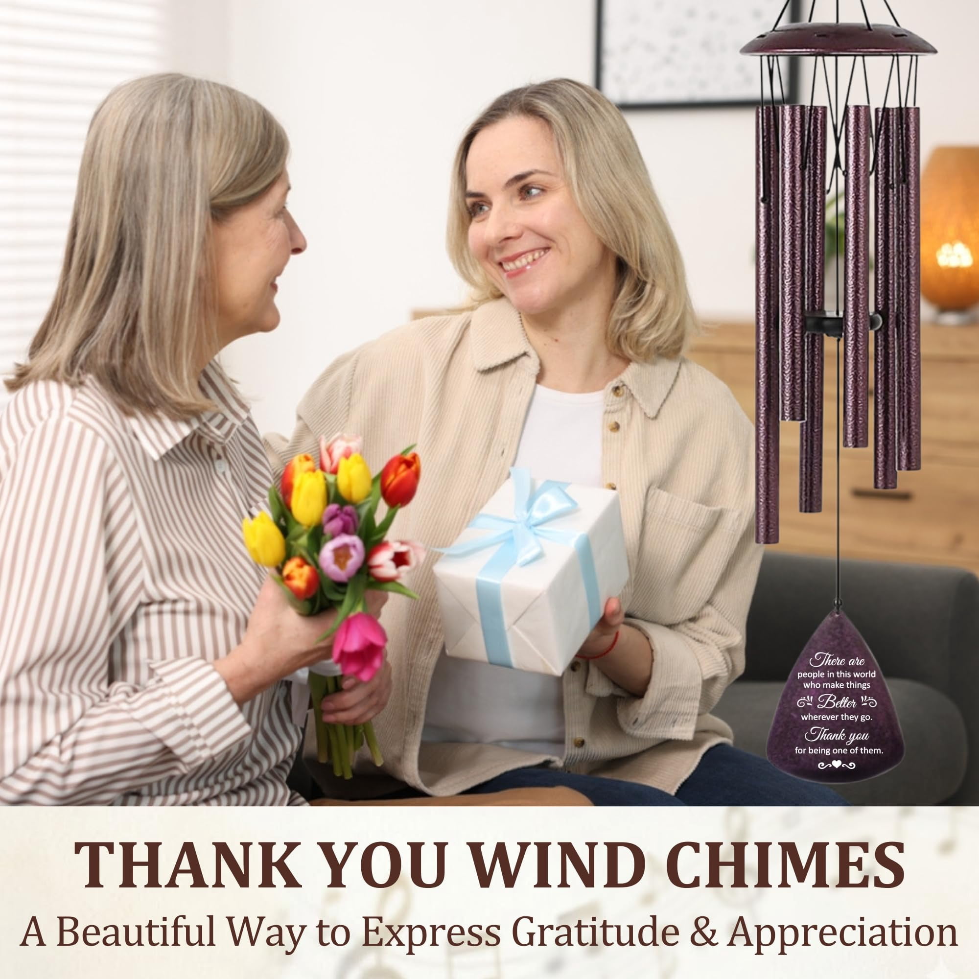 Thank You Gifts For Women Men  Tree Of Life Wind Chimes 33.5" Teacher Appreciation Gift Friends Mentor Boss Nurse Coworker Volunteer