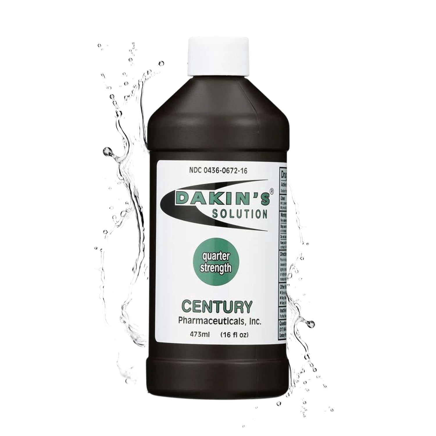 Dakin's Solution Quarter-Strength 0.125% Sodium Hypochlorite Wound Cleanser for Acute and Chronic Wounds, Antimicrobial No-Rinse Formula, 16 oz