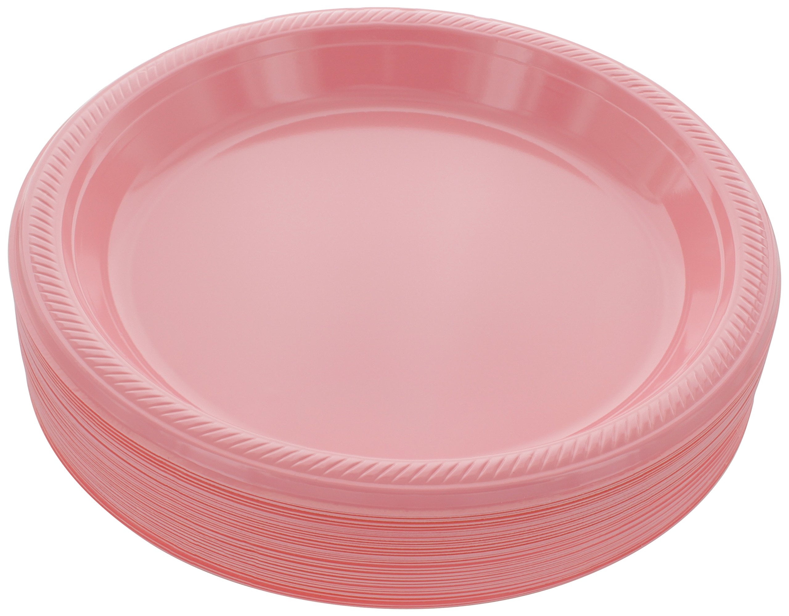 Disposable Plastic Plates Pink, 10.4 Inches Plastic Dinner Plates